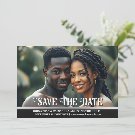 Paar foto verloving opslaan van de datum DIY Kaart (Staand voorkant)