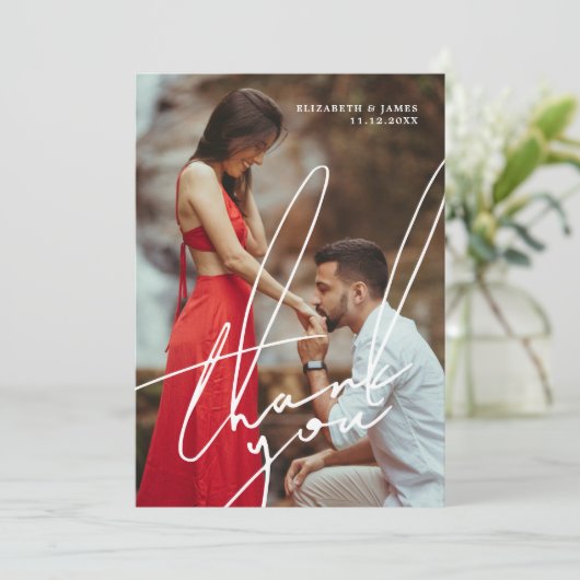 Paar Foto Verlovingsfeest Dank je kaart (Staand voorkant)