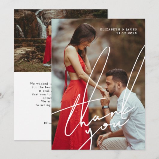 Paar Foto Verlovingsfeest Dank je kaart (Voorkant / Achterkant)