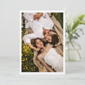 Paar Foto voor Vellum Overlay Wedding Flat Save The Date (Staand voorkant)