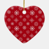 Paar Foto voorzijde | Snowflakes Back Red Heart Keramisch Ornament (Achterkant)