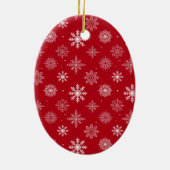 Paar Foto voorzijde | Snowflakes Rood ovaal Keramisch Ornament (Achterkant)