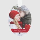 Paar Foto voorzijde | Snowflakes Rood ovaal Ornament (voorkant)