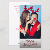 Paar Foto Vrolijke Kerstmis met Custom Terug Tekst Feestdagenkaart (Voorkant / Achterkant)