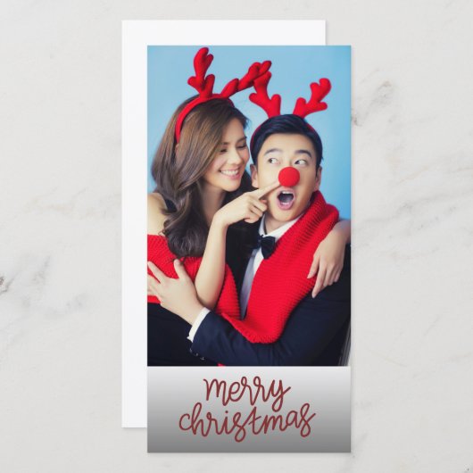 Paar Foto Vrolijke Kerstmis met Custom Terug Tekst Feestdagenkaart (Voorkant / Achterkant)