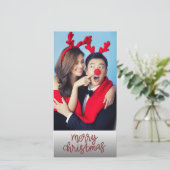 Paar Foto Vrolijke Kerstmis met Custom Terug Tekst Feestdagenkaart (Staand voorkant)