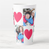 Paar Fotocollage 2 Foto's Roze & Blauwe Harten Latte Mok (Voorkant)