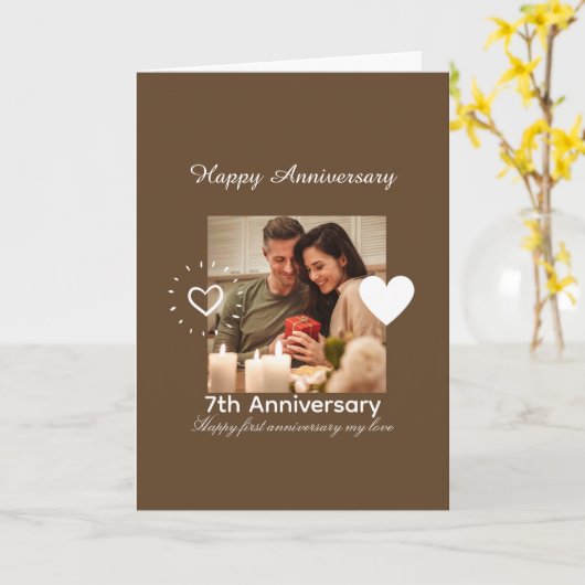 Paar Fotocollage Happy Wedding Jubileum Kaart (Gele Bloem)