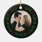 Paar Fotokrans Eerste Kerstmis Samen Keramisch Ornament (Achterkant)