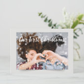 Paar fotolampjes | Onze eerste kerstgroet Feestdagenkaart (Staand voorkant)