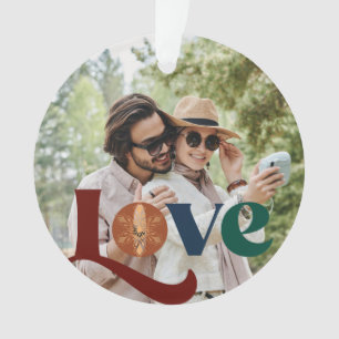 Paar fotoliefdesscript gepersonaliseerd ornament