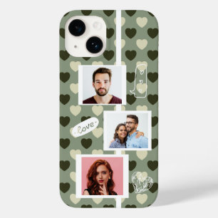 Paar Fotoliefhebber Groen Hearts Patroon bewerkbaa Case-Mate iPhone 14 Hoesje