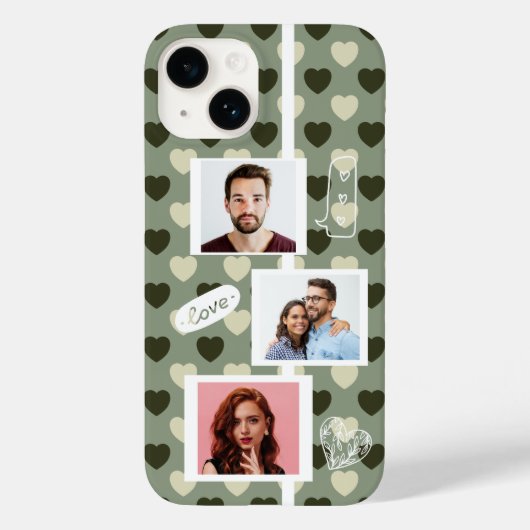 Paar Fotoliefhebber Groen Hearts Patroon bewerkbaa Case-Mate iPhone Case (Achterkant)
