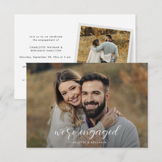 Paar Foto's Bruiloft Verloving Party Uitnodiging (Voorkant / Achterkant)