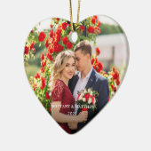 Paar foto's en jaarhart keramisch ornament (Links)