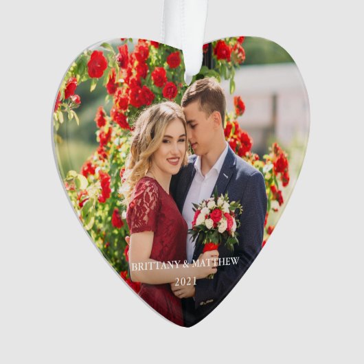 Paar foto's en jaarhart ornament (voorkant)