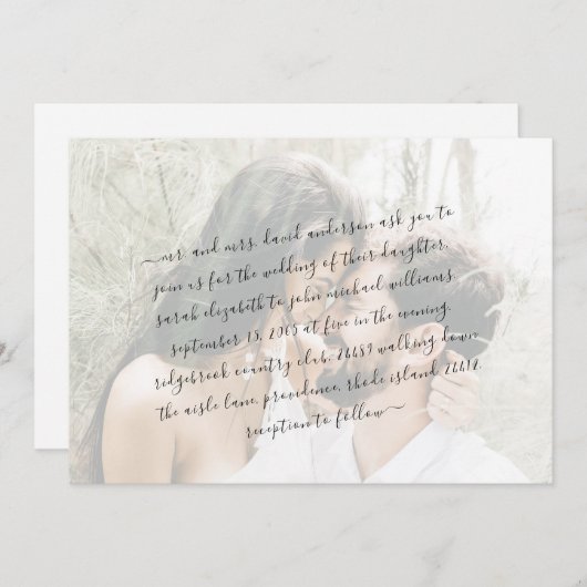 Paar Fotoscript Bruiloft Uitnodiging (Voorkant / Achterkant)