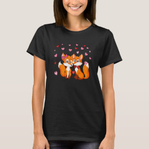 Paar Foxes Valentijnse harten overeenkomende famil T-shirt