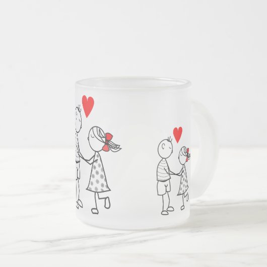 Paar Frosted Glass Mok - Liefde (Voorkant rechts)