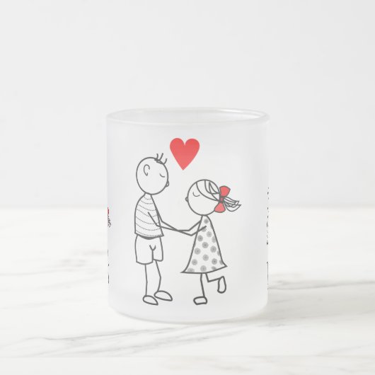 Paar Frosted Glass Mok - Liefde (Center)