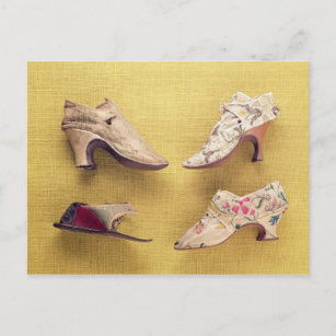 Paar geborduurde schoenen, c.1714 briefkaart