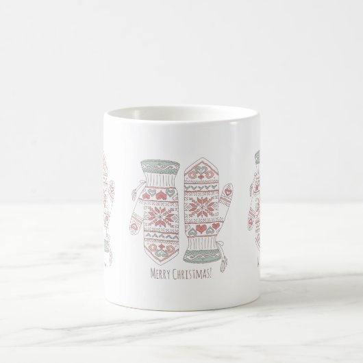 Paar gebreide kersthandschoenen koffiemok (Center)