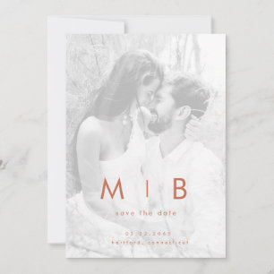 Paar Gedempte B/W Foto Terracotta Save the Date