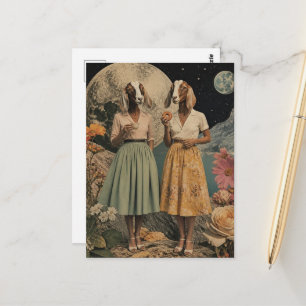 paar geiten dames Surrealistisch ontbijt collage Briefkaart