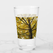 Paar Gele Esdoornbomen Herfst Natuur Glas (Achterkant)