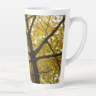 Paar Gele Esdoornbomen Herfst Natuur Latte Mok