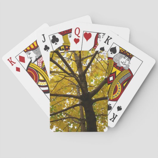 Paar Gele Esdoornbomen Herfst Natuur Pokerkaarten (Achterkant)