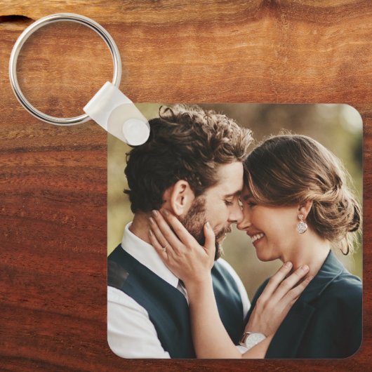 Paar gelofte handschrift modern script foto chic sleutelhanger (Voorkant)