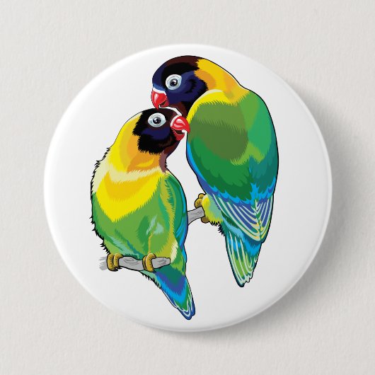 paar gemaskerde vogels ronde button 7,6 cm (Voorkant)