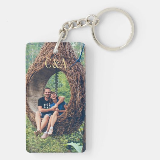 Paar gepersonaliseerde Afbeelding tekst 5 foto col Sleutelhanger (achterkant)