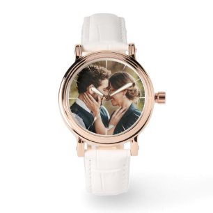 Paar gepersonaliseerde foto modern chic horloge