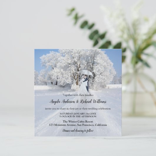 Paar geverfd met paraplu-winterweddenschap kaart (Staand voorkant)