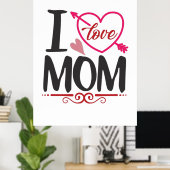 Paar Gift I Love mama Poster (Thuiskantoor)