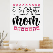 Paar Gift I Love mama Poster (Keuken)
