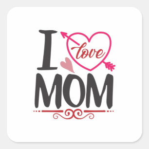 Paar Gift I Love mama Vierkante Sticker