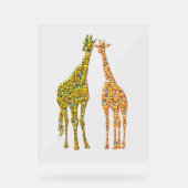 Paar Giraffe Goud Kunst Acryl Sign Bord (Voorkant)