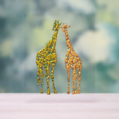 Paar Giraffe Goud Kunst Acryl Sign Bord (Neutraal)