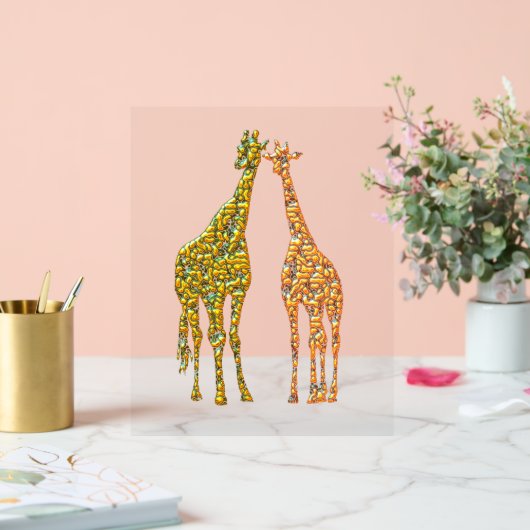Paar Giraffe Goud Kunst Acryl Sign Bord (Huwelijk)