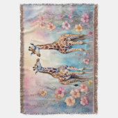 Paar Giraffes in een pasteltuin Deken (Voorkant Verticaal)