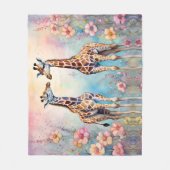 Paar Giraffes in een pasteltuin Fleece Deken (Voorkant)