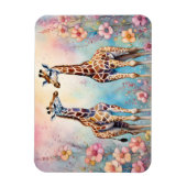 Paar Giraffes in een pasteltuin Magneet (Verticaal)
