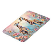 Paar Giraffes in een pasteltuin Magneet (Linkerzijde)
