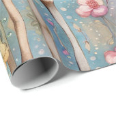 Paar Giraffes in liefde in een pasteltuin Cadeaupapier (Rol Hoek)