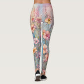 Paar Giraffes in liefde in een pasteltuin Leggings (Achterkant)