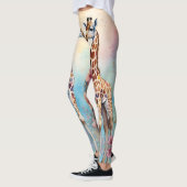 Paar Giraffes in liefde in een pasteltuin Leggings (Links)