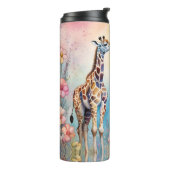 Paar Giraffes in liefde in een pasteltuin Thermosbeker (Gedraaid links)